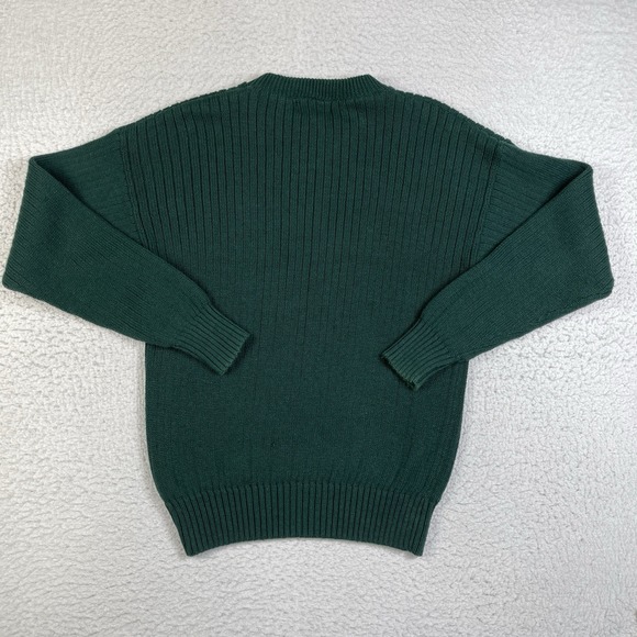 American Outpost Sweater Mens‎ Medium Green Ribbed Quarter Zip Vintage Hong Kong - Picture 2 of 10